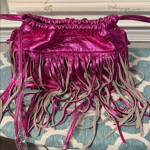 Vibrant Pink Fringe Shoulder Bag